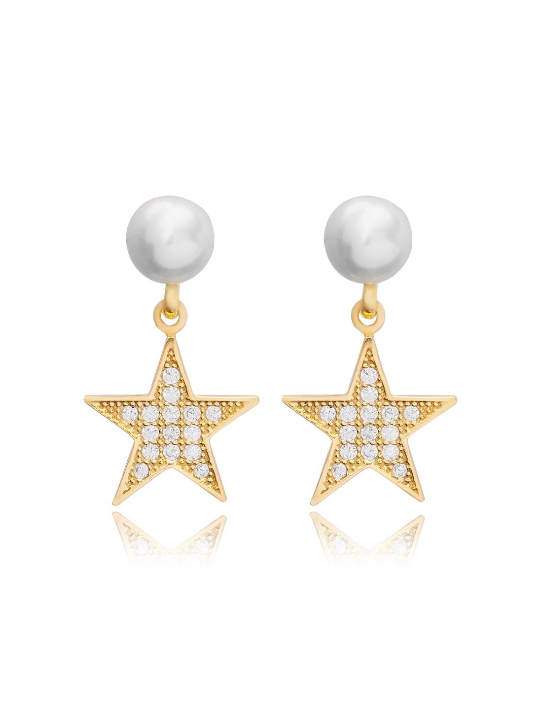 Gold Asteria Star Pearl Drop Earrings