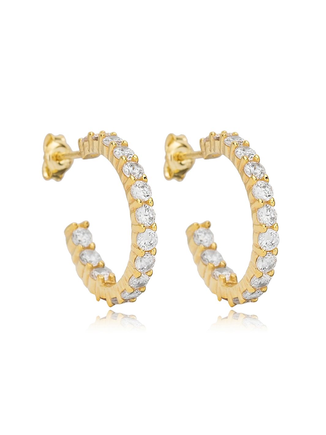 Gold Aurora Cubic Zirconia Half Hoop Earrings