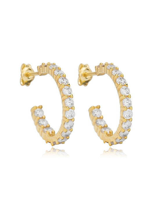 Gold Aurora Cubic Zirconia Half Hoop Earrings