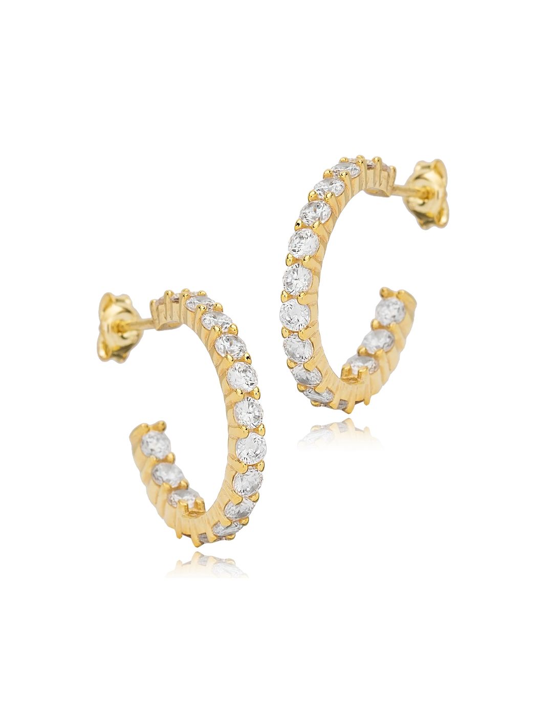 Gold Aurora Cubic Zirconia Half Hoop Earrings