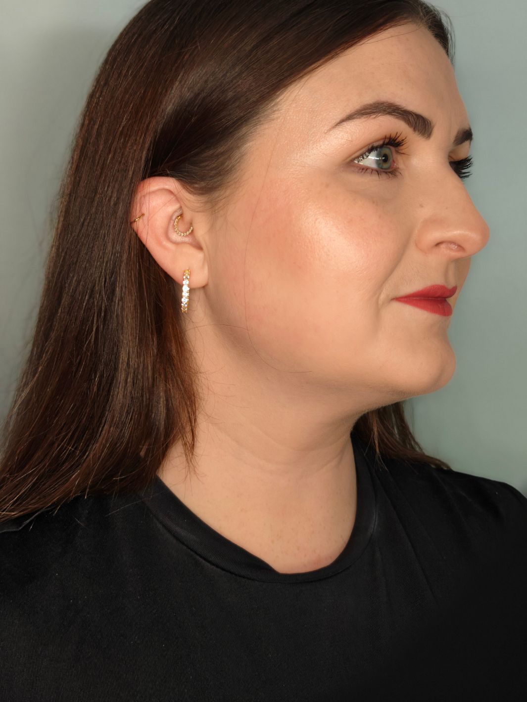 Gold Aurora Cubic Zirconia Half Hoop Earrings