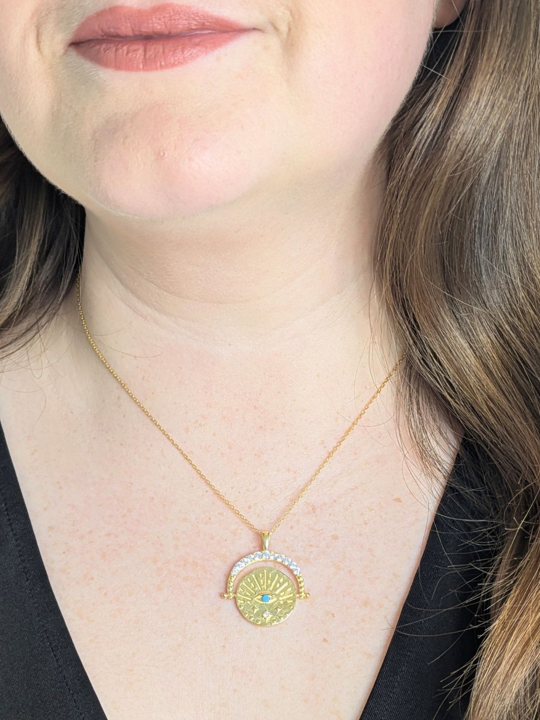 Gold Evil Eye Medallion Necklace
