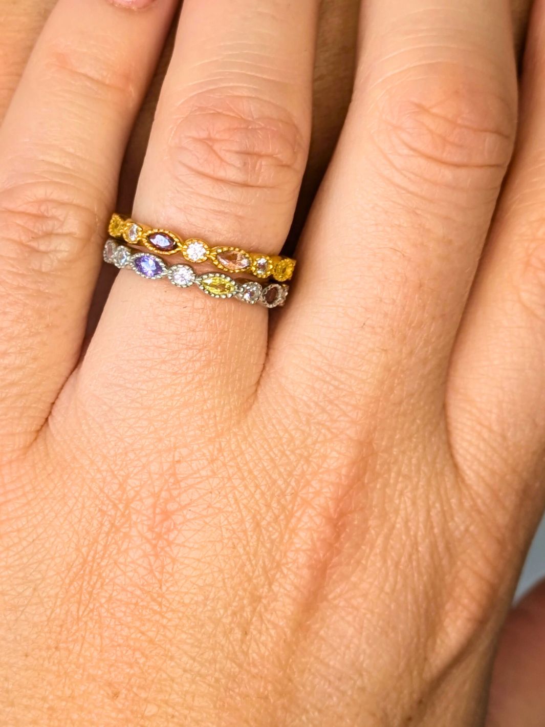 Silver Juno Rainbow Stacking Ring