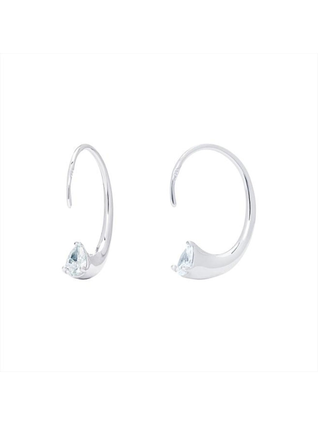 Silver Athena CZ Hook Earrings