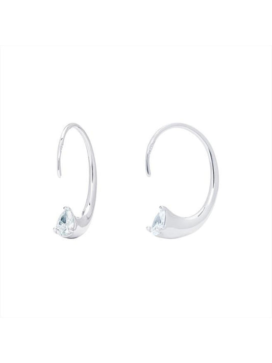 Silver Athena CZ Hook Earrings