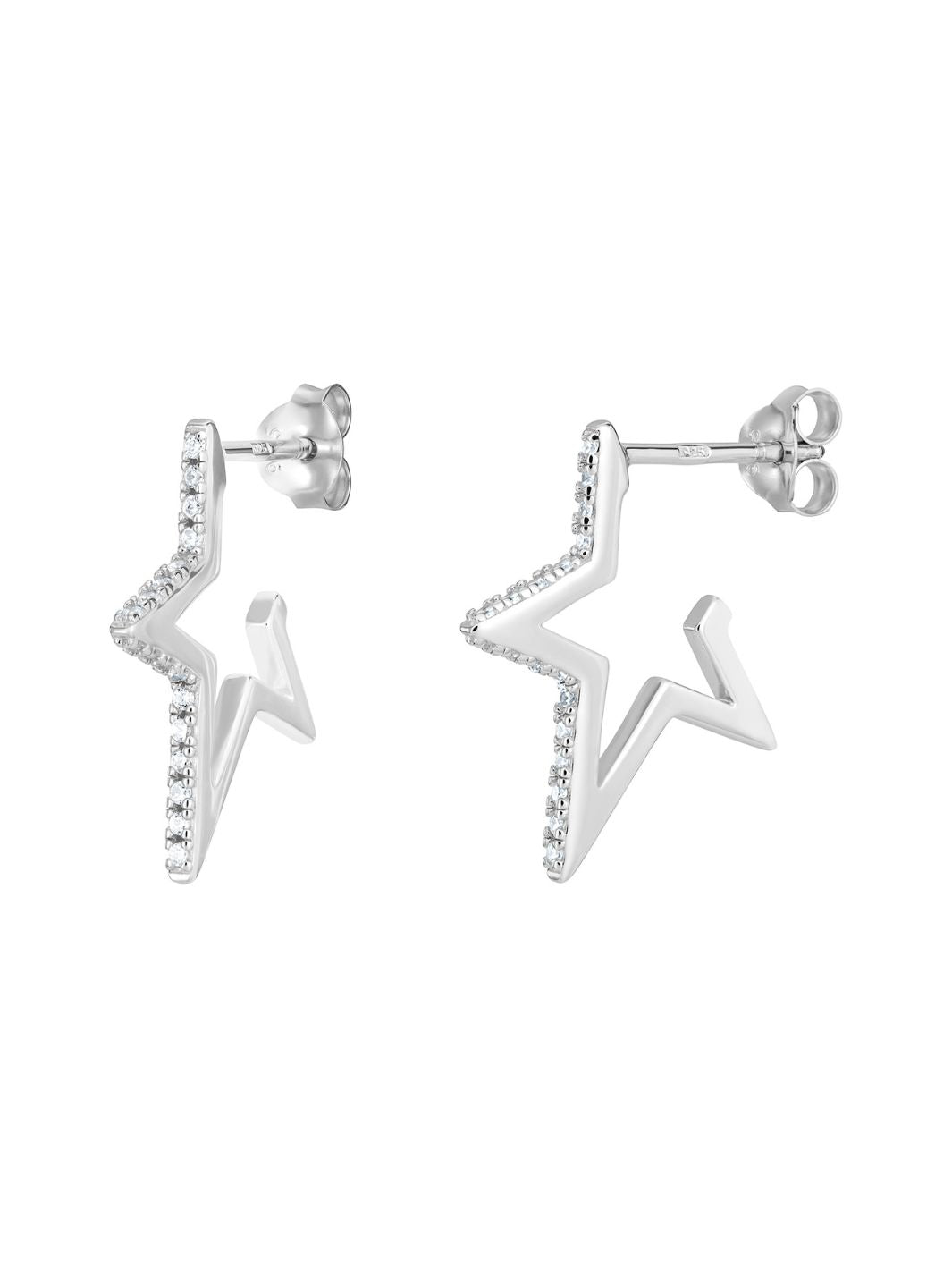 Silver Asteria Star CZ Hoop Earrings
