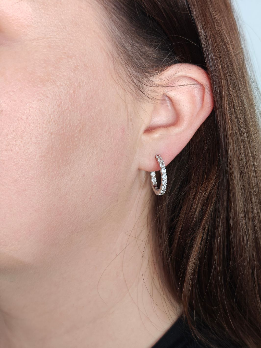 Silver Aurora Cubic Zirconia Half Hoop Earrings