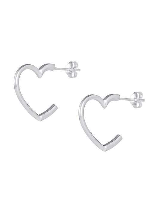 Silver Cupid Heart Hoop Earrings