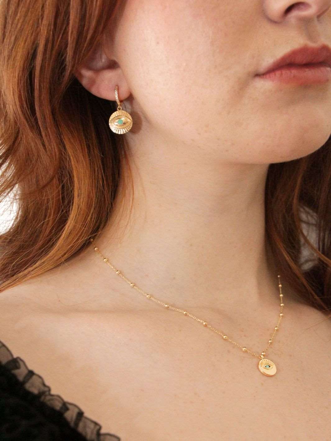 Gold Evil Eye Disc Necklace