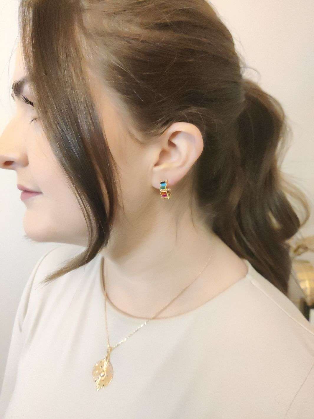 Gold Juno Rainbow Half-hoop earrings