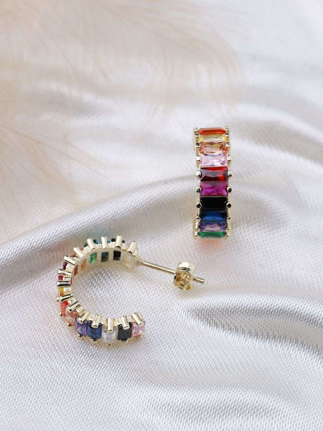 Gold Juno Rainbow Half-hoop earrings