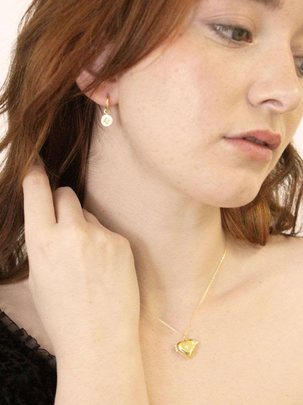 Gold North Star Heart Locket Necklace