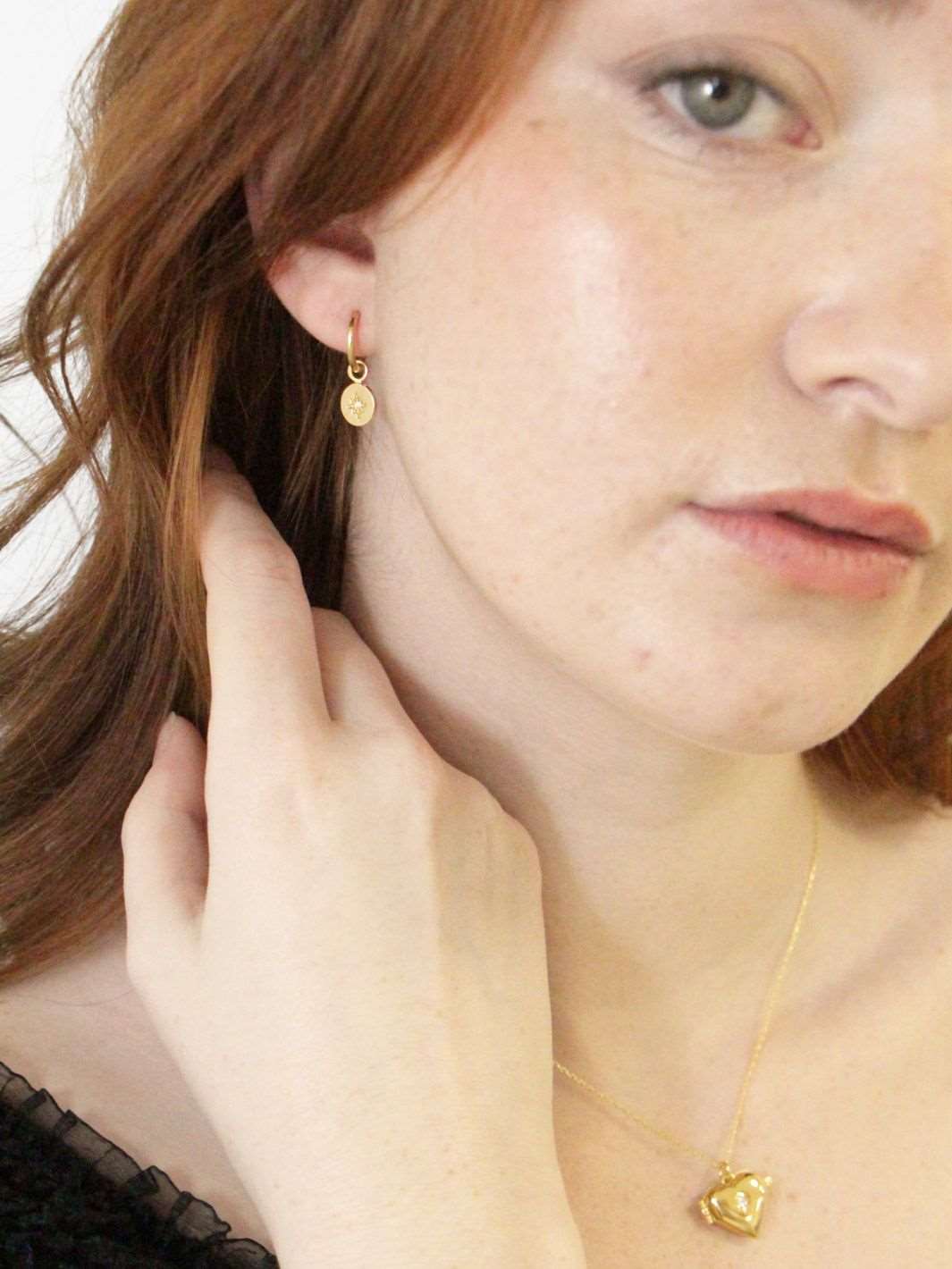 Gold North Star Heart Locket Necklace