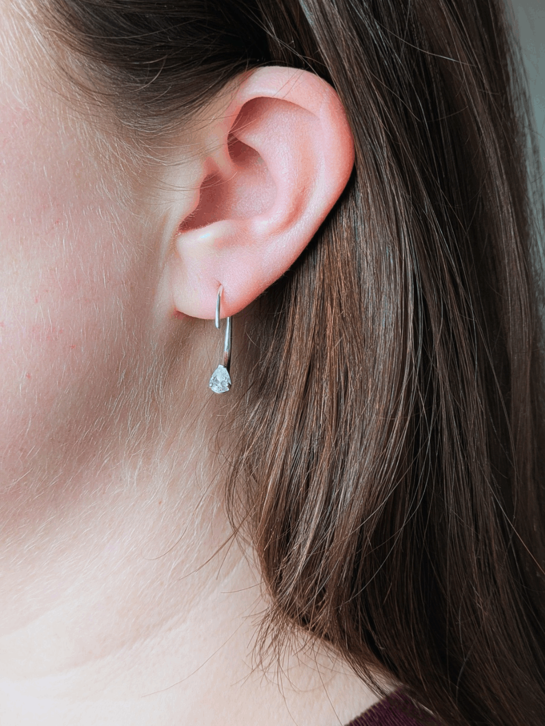 Silver Athena CZ Hook Earrings