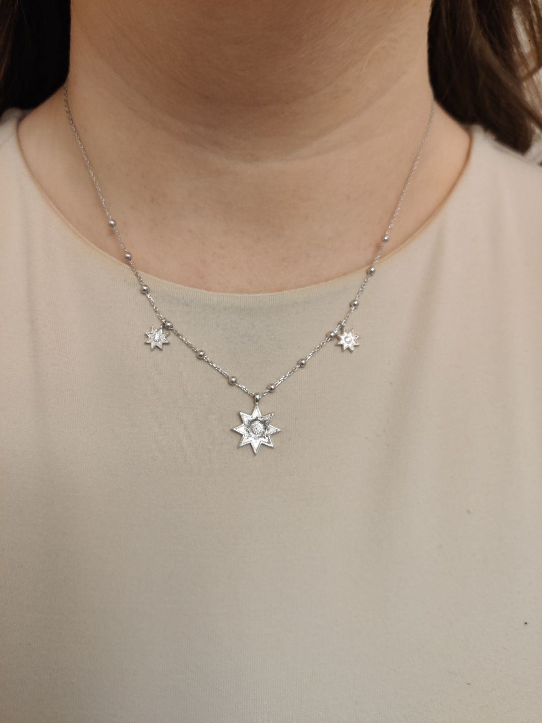 Silver North Star Charm Necklace