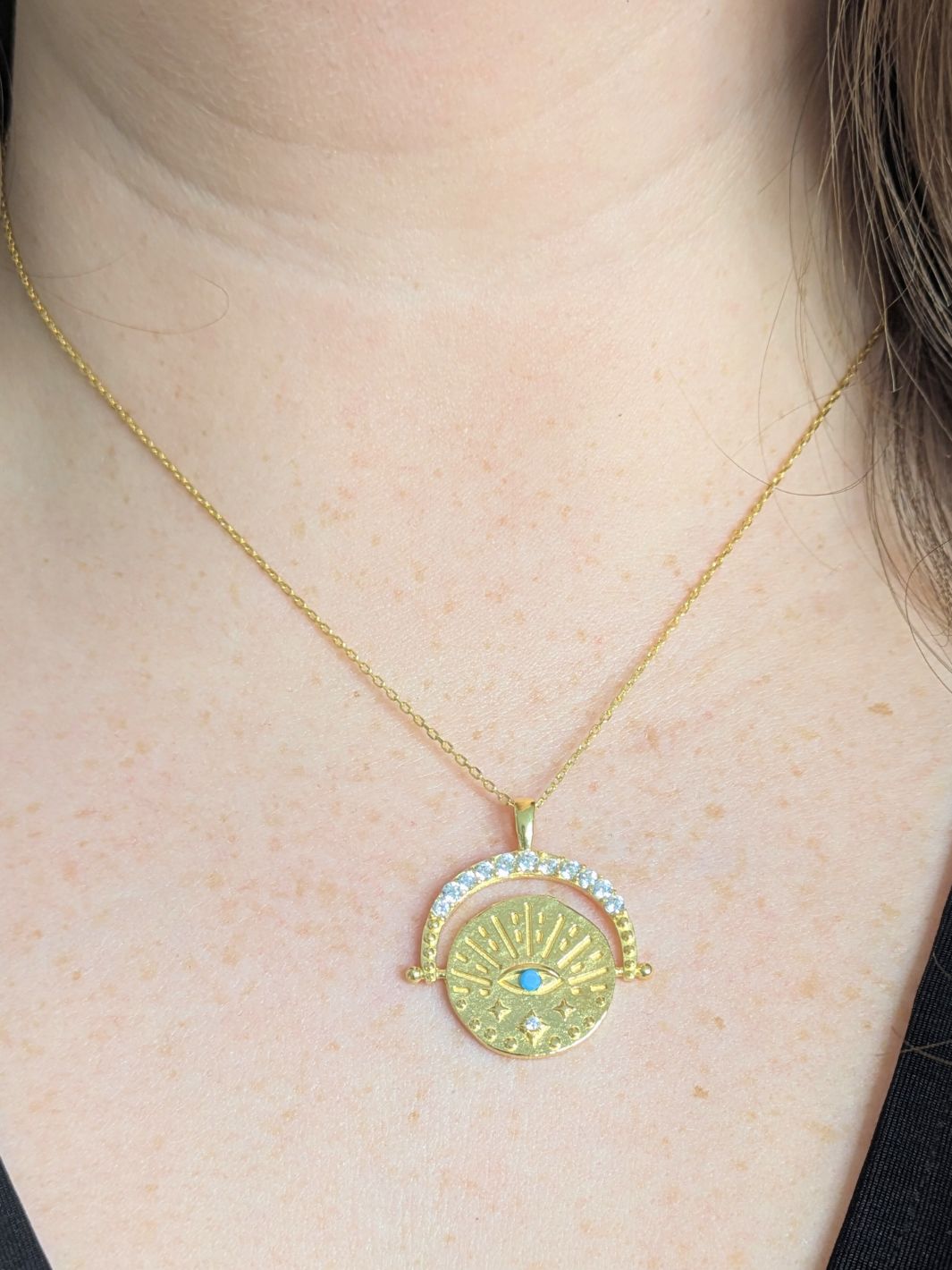 Gold Evil Eye Medallion Necklace