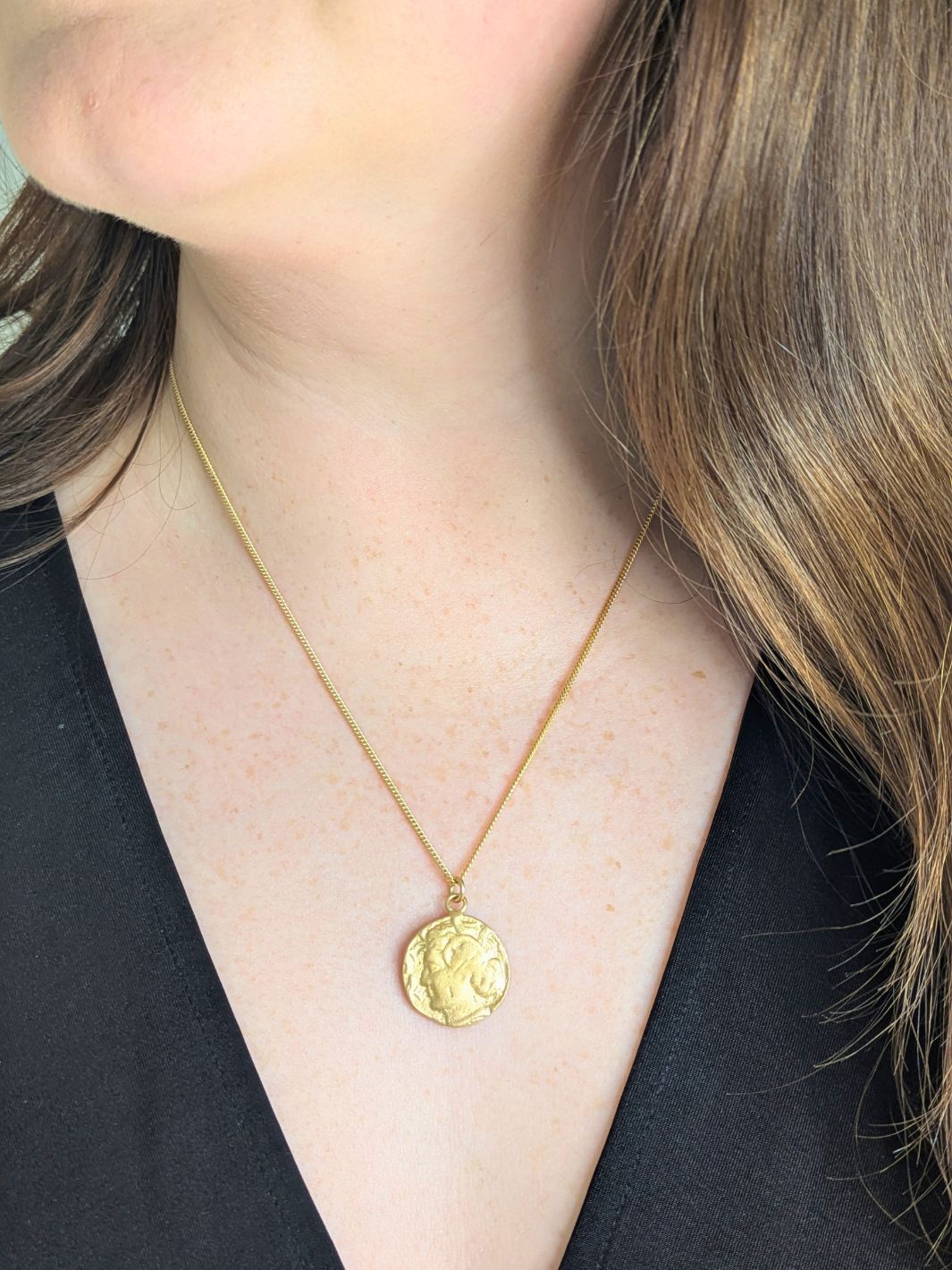 Gold Fortuna Roman Coin Necklace