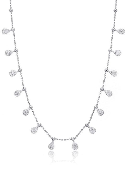 Silver Aurora Drop Shaker Long Necklace
