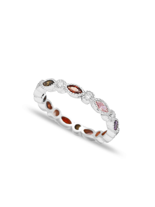 Silver Juno Rainbow Stacking Ring