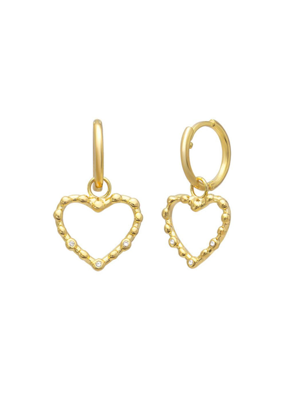 Gold Cupid Heart Drop Earrings