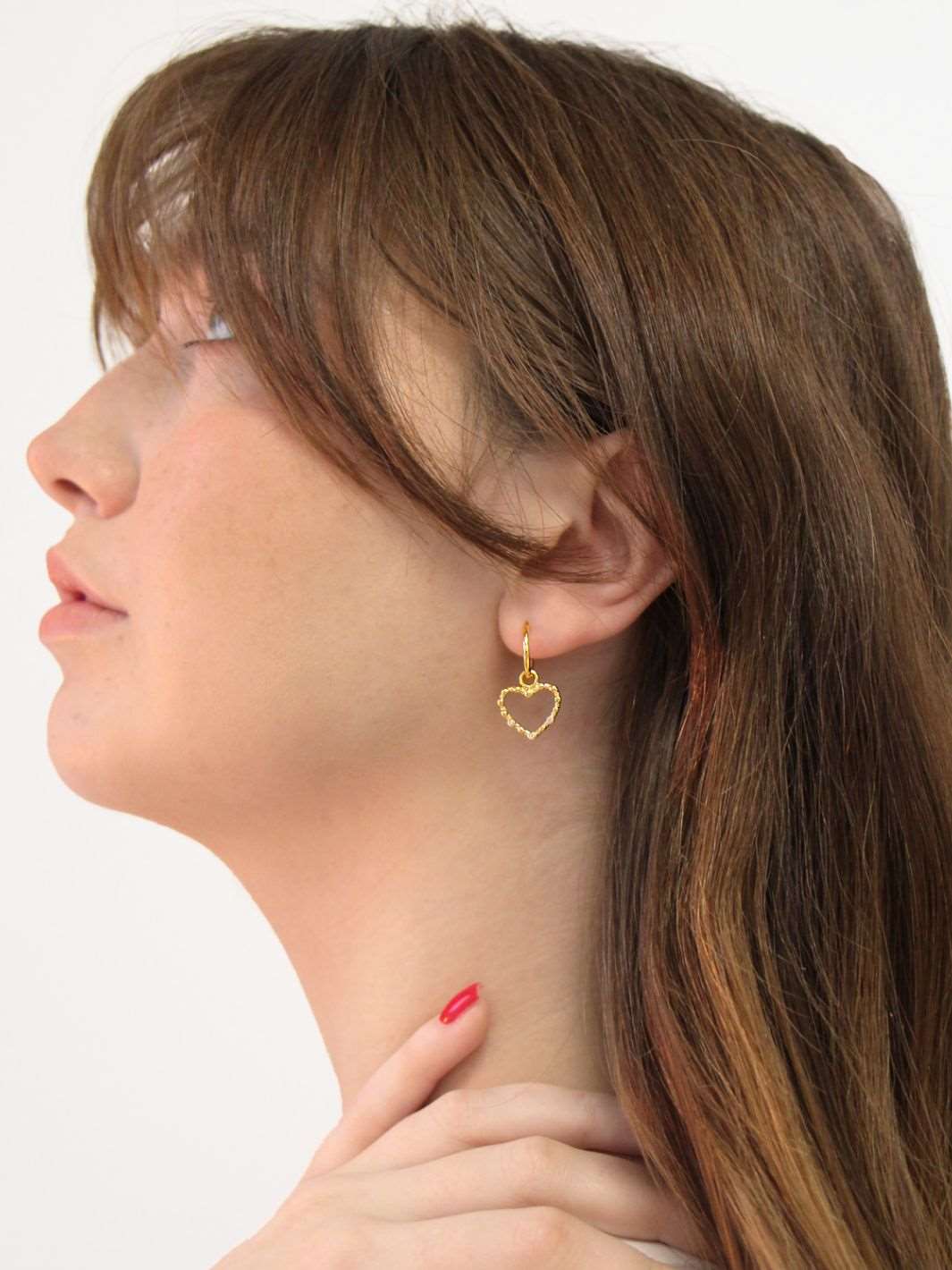 Gold Cupid Heart Drop Earrings