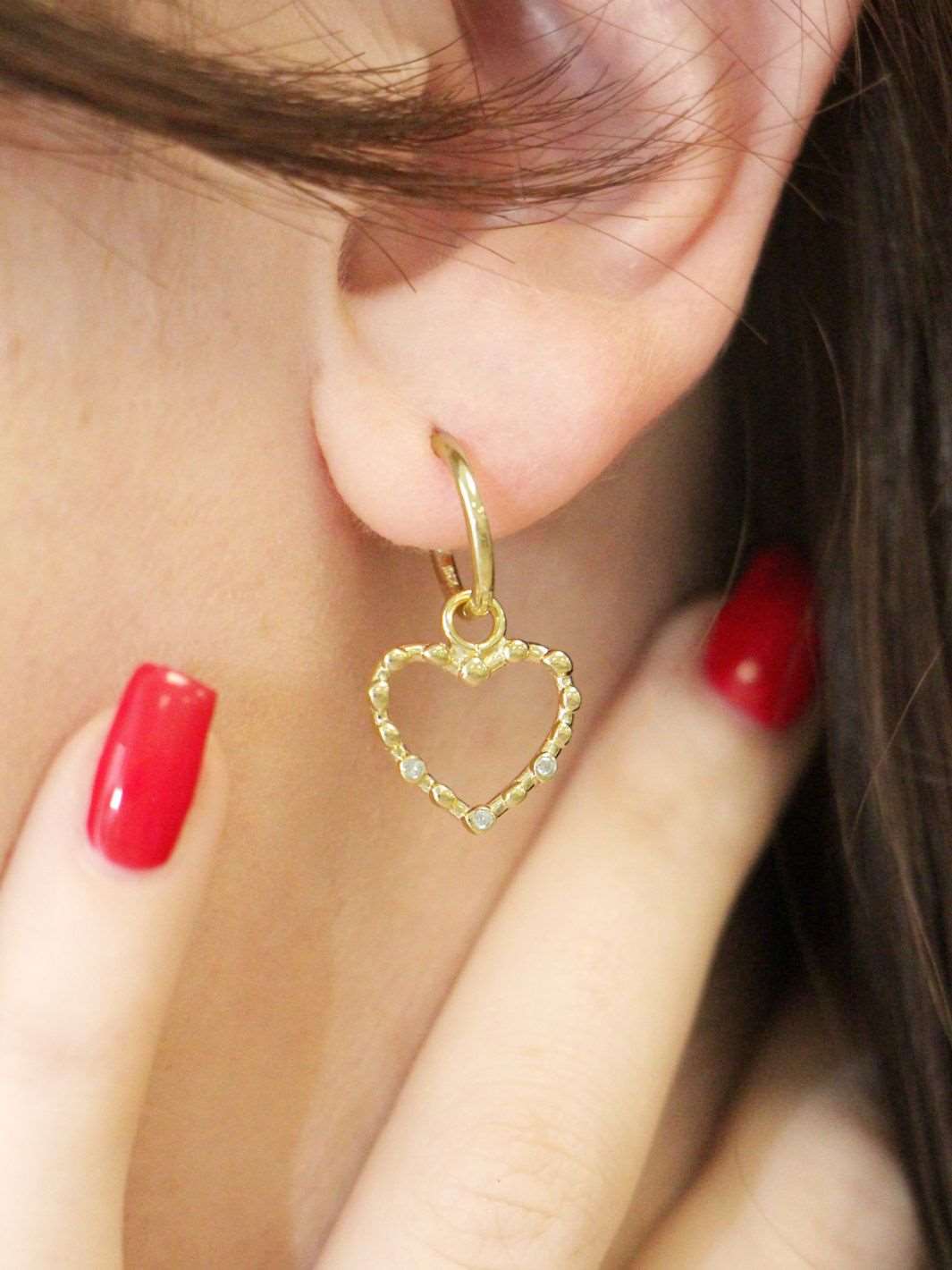 Gold Cupid Heart Drop Earrings