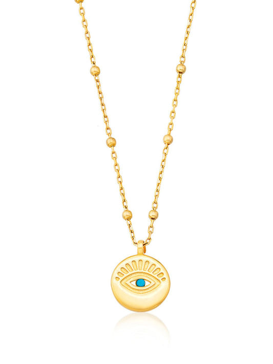 Gold Evil Eye Charm Necklace