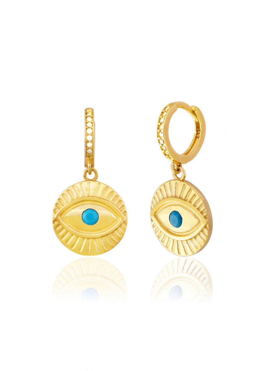 Gold Evil Eye Drop Earrings