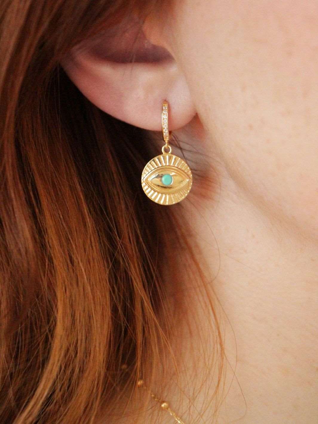 Gold Evil Eye Drop Earrings