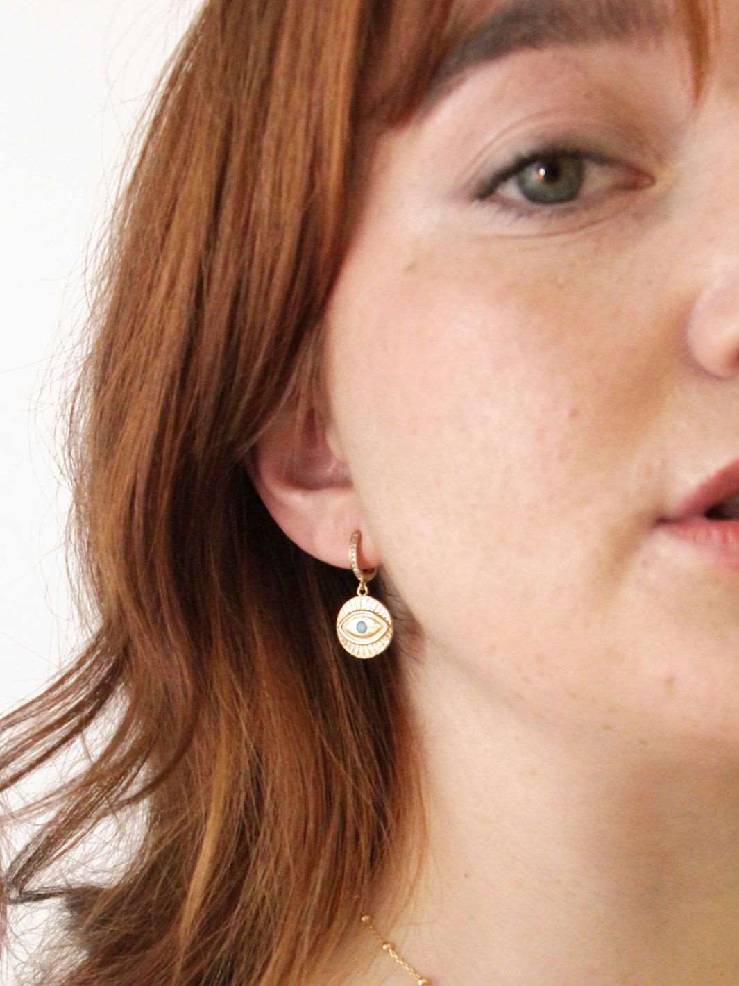 Gold Evil Eye Drop Earrings