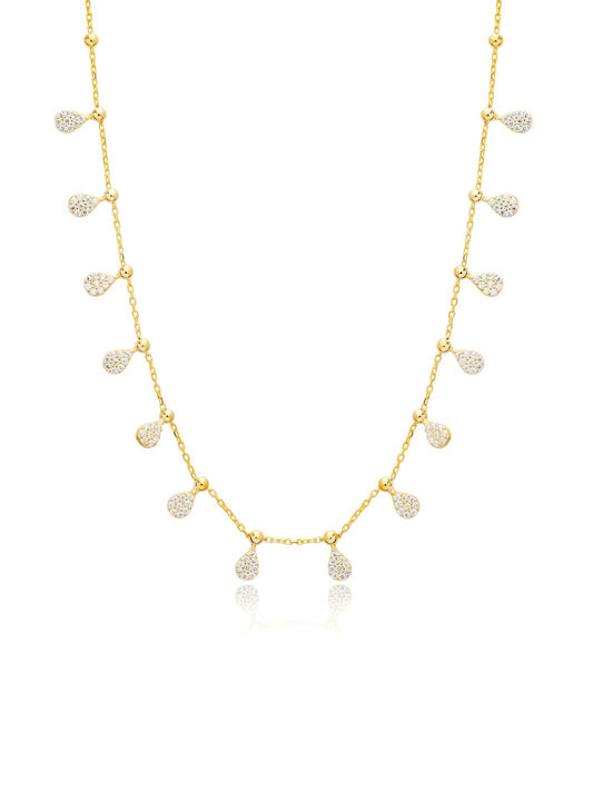 Gold Aurora Drop Shaker Long Necklace