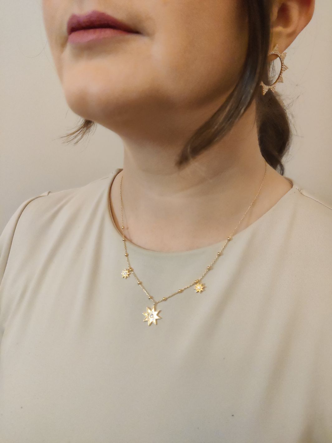 Gold North Star Charm Necklace