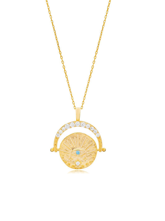 Gold Evil Eye Medallion Necklace