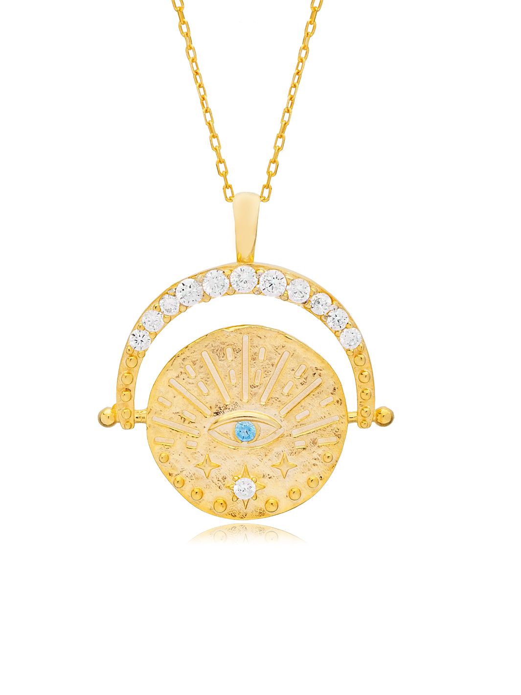 Gold Evil Eye Medallion Necklace