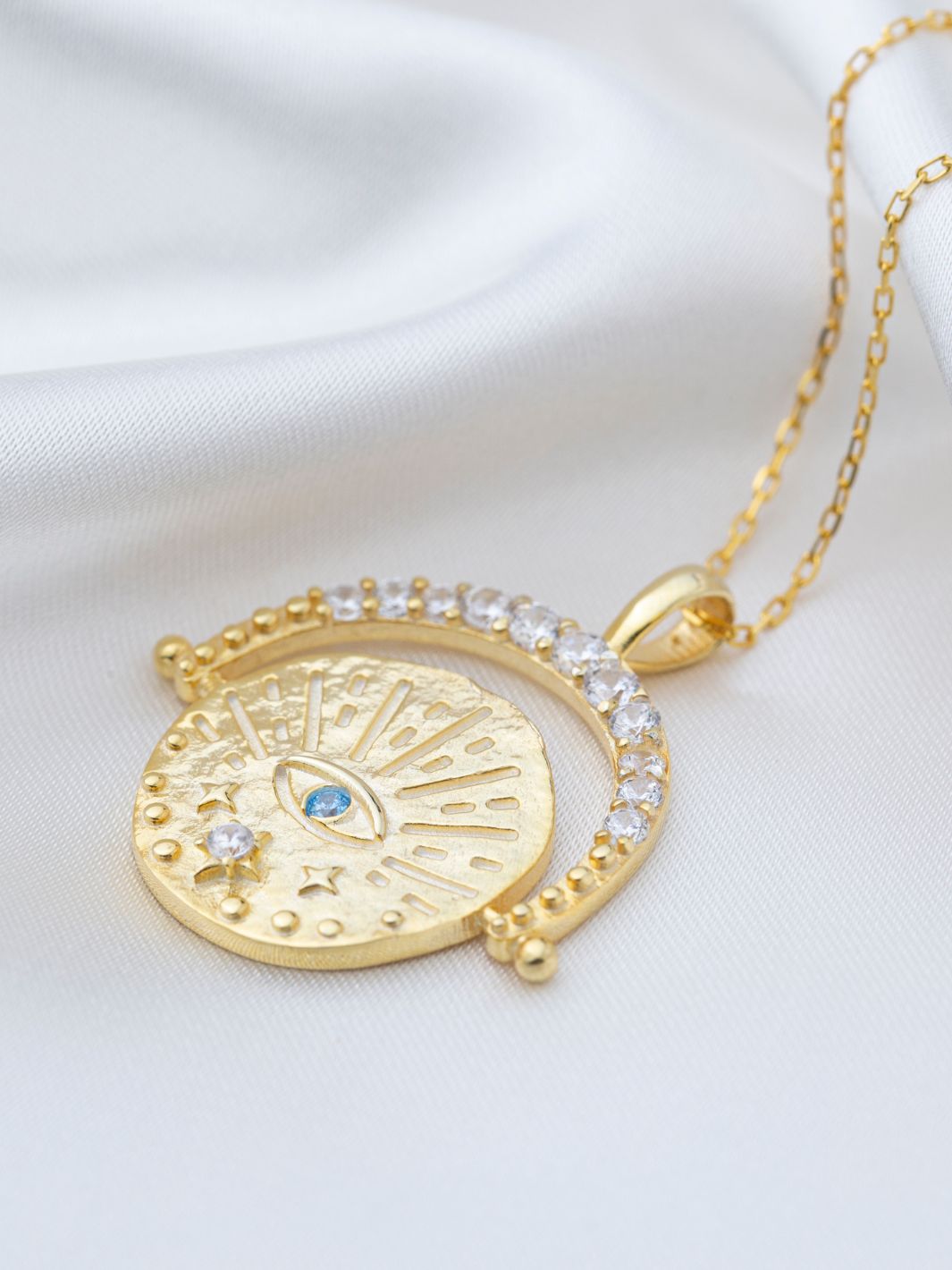 Gold Evil Eye Medallion Necklace