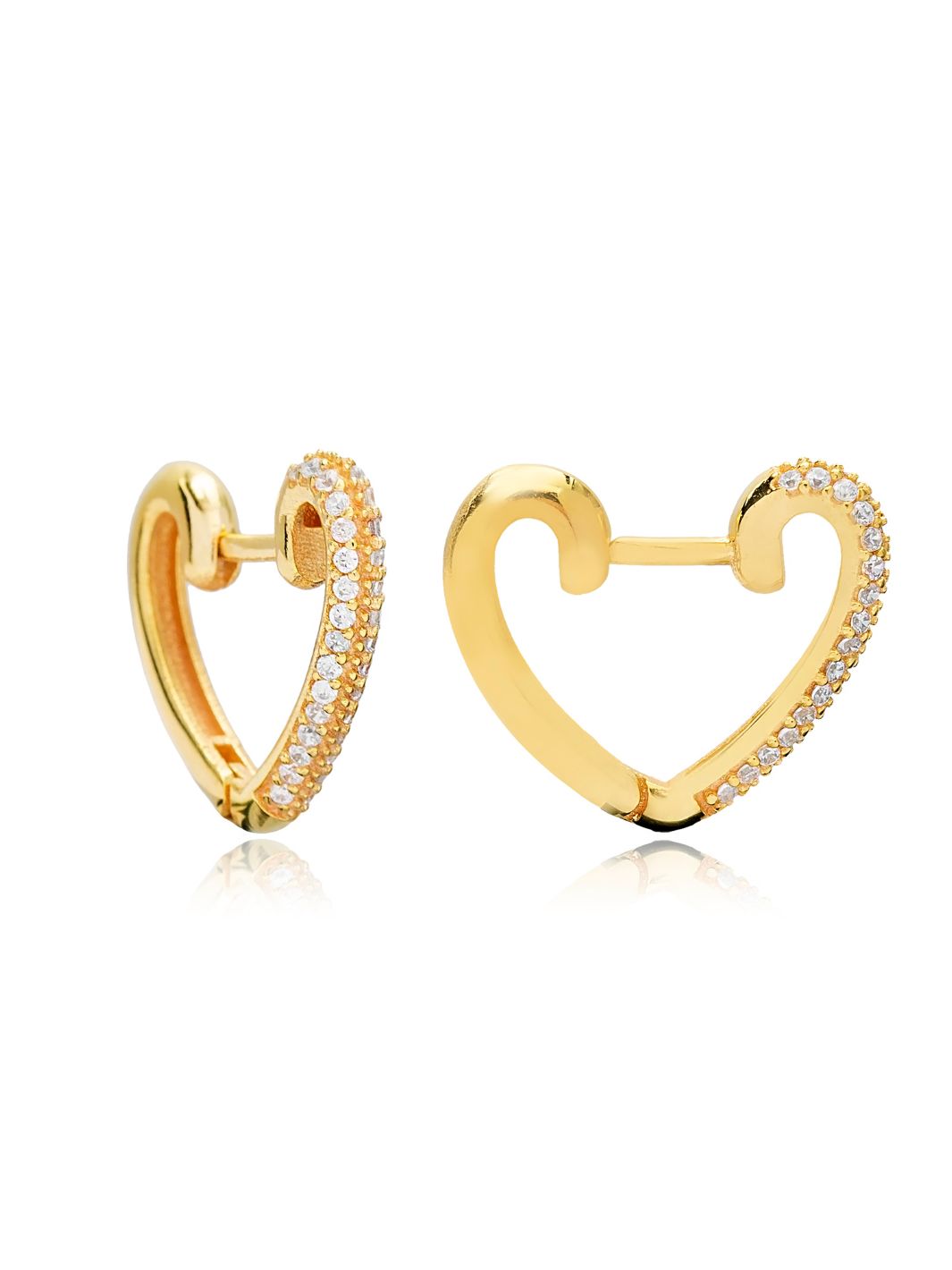 Gold Keres Heart Huggie Earrings