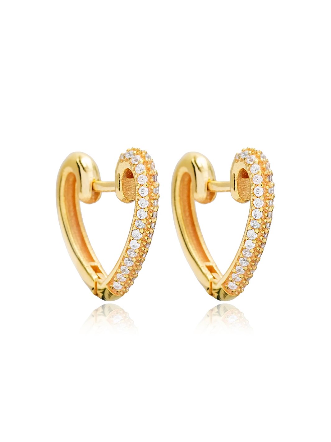 Gold Keres Heart Huggie Earrings