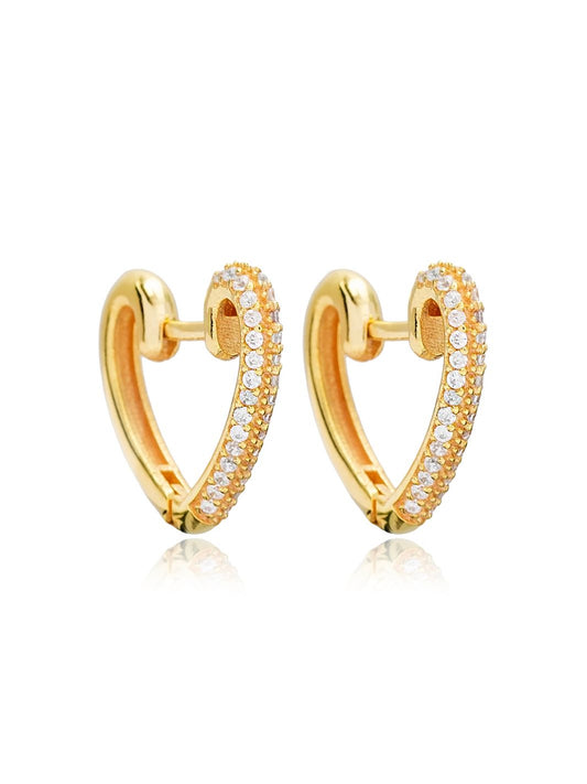 Gold Keres Heart Huggie Earrings