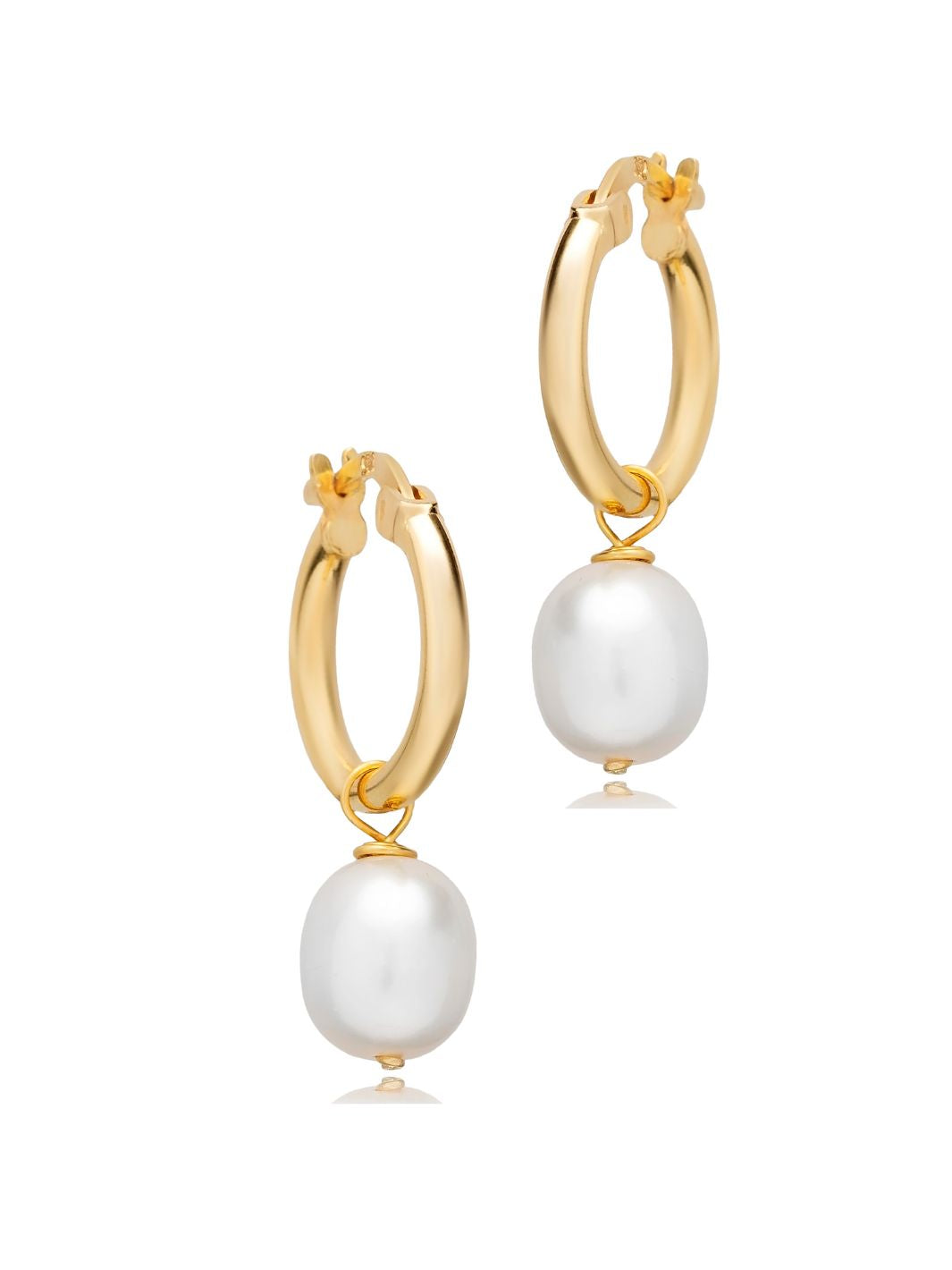 Gold Aphrodite Single Pearl Hoop Earrings