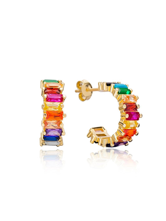 Gold Juno Rainbow Half-hoop earrings