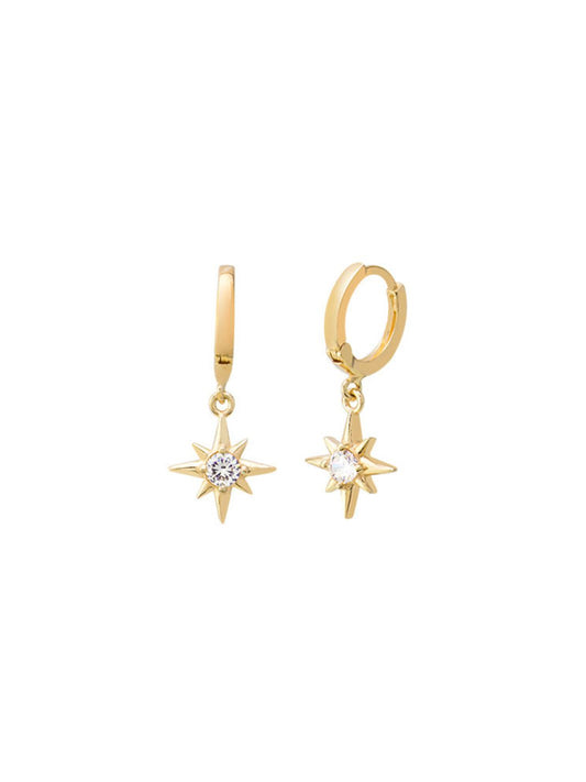 Gold North Star Drop Earrings