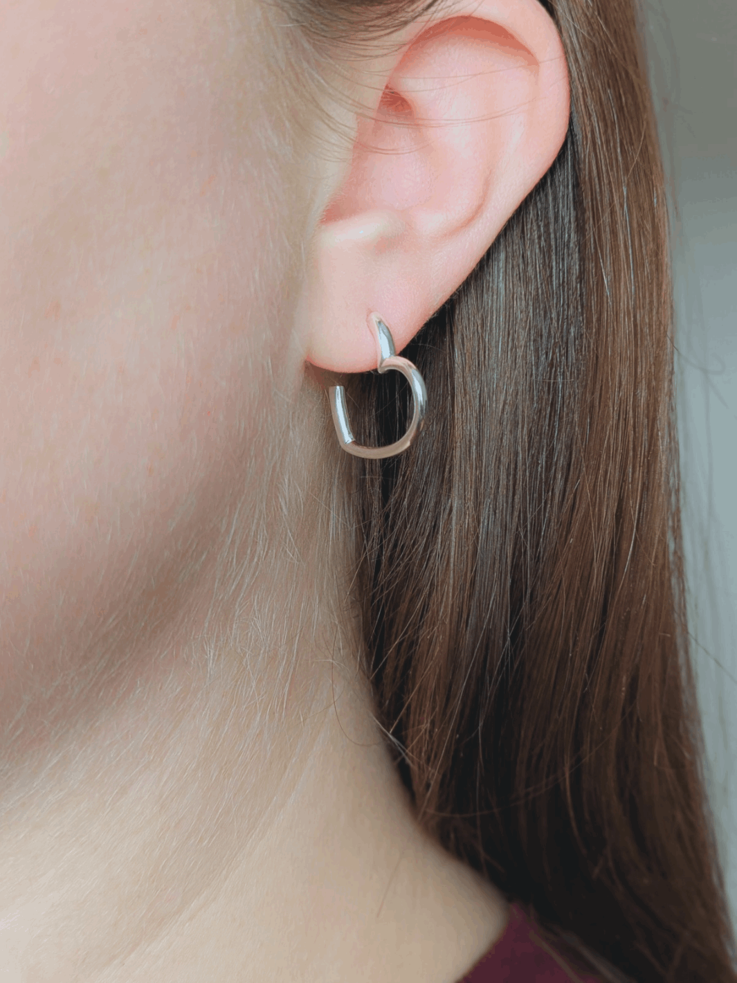 Silver Cupid Heart Hoop Earrings