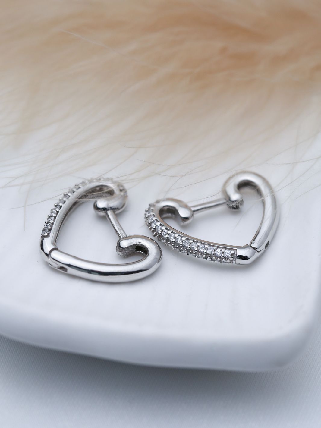 Silver Keres Heart Hoop Earrings