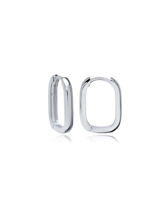 Silver Luna Oval Hoop Earrings