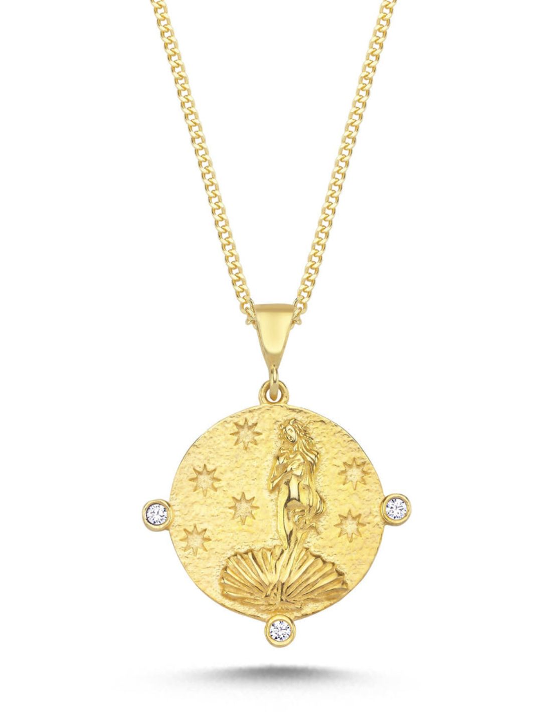 Gold Birth of Venus Coin Necklace