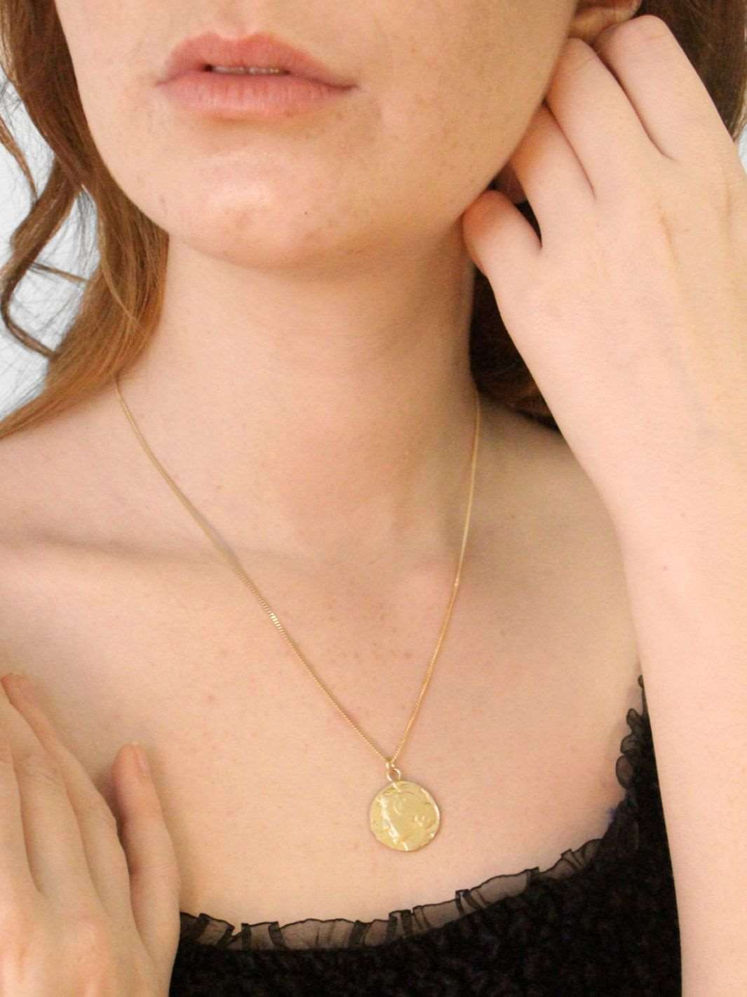 Gold Fortuna Roman Coin Necklace